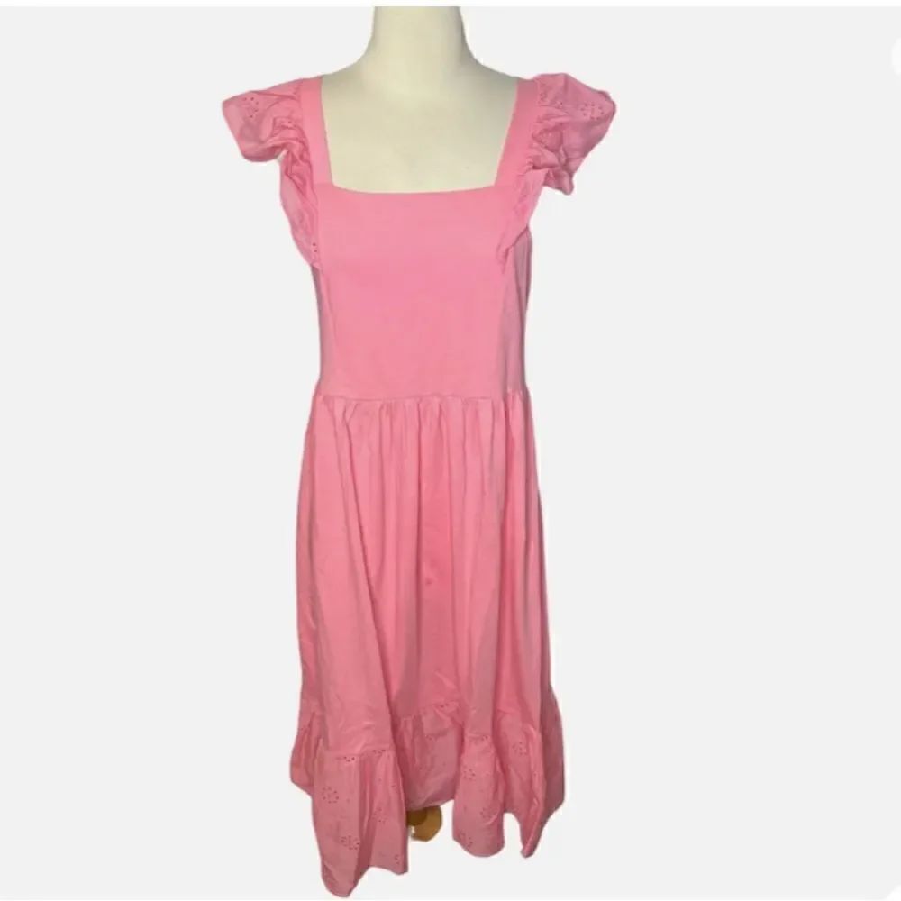 J.Crew Womens Knit Eyelet Midi Dress Pink